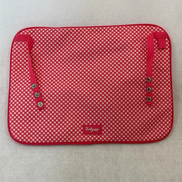 Thirty-One Pocket A Tote Zipper Utility Pouch Insert Coral Gingham Pool … - Picture 2 of 13